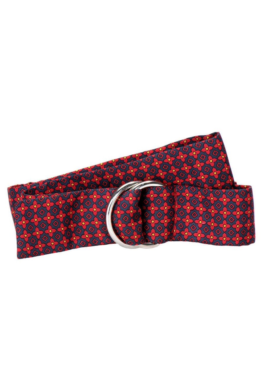 Accessories * | Hot Sell Medallion Silk Belt Red