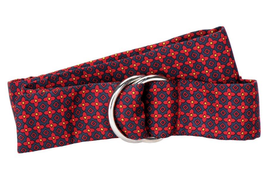 Accessories * | Hot Sell Medallion Silk Belt Red