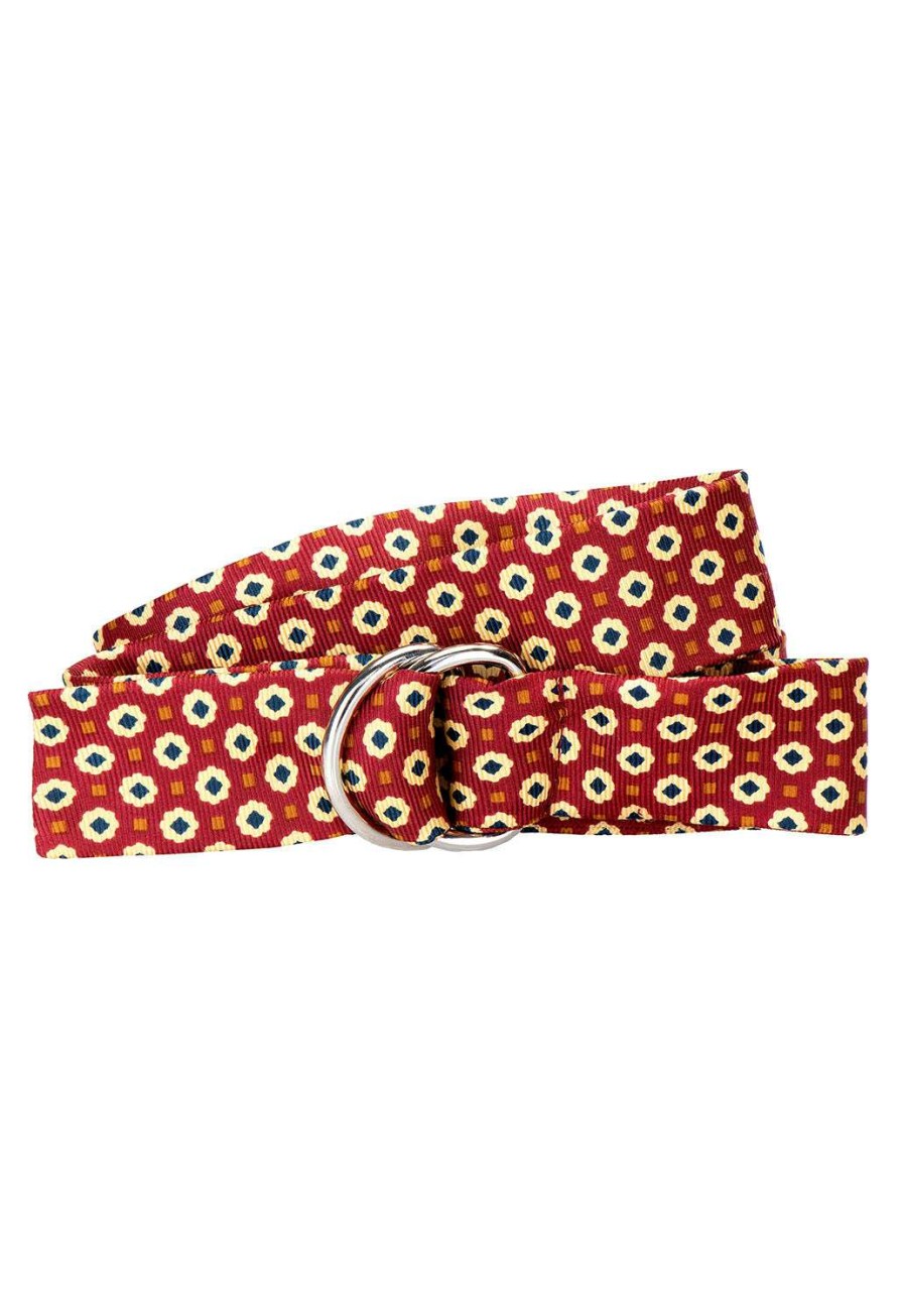 Accessories * | Cheap Online Medallion Cranberry Silk Belt Red