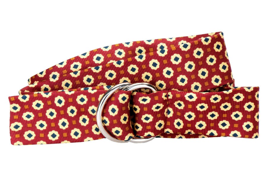 Accessories * | Cheap Online Medallion Cranberry Silk Belt Red