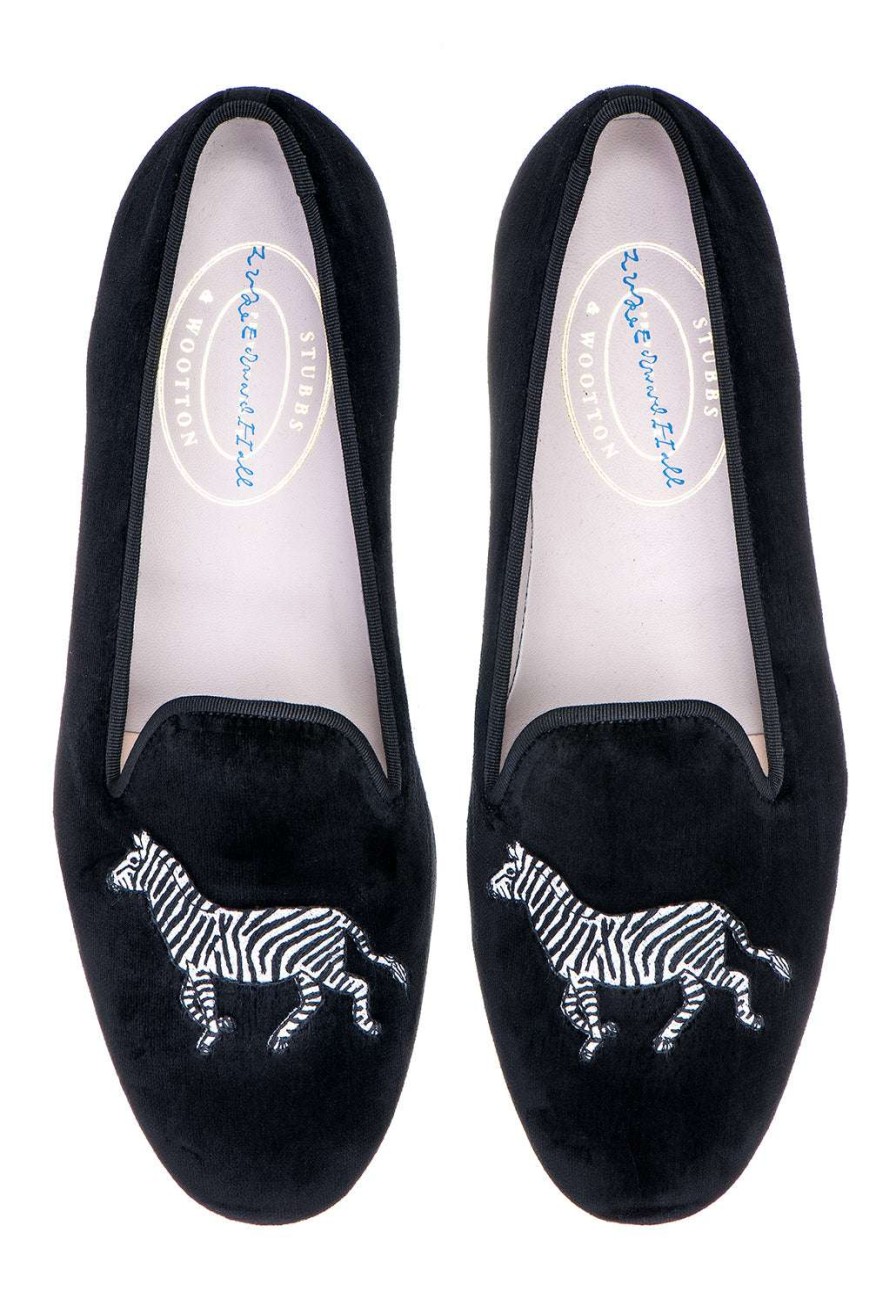 Men * | Fashionable Safari Trunk Show Men Zebra (Leh) Men Slipper Black