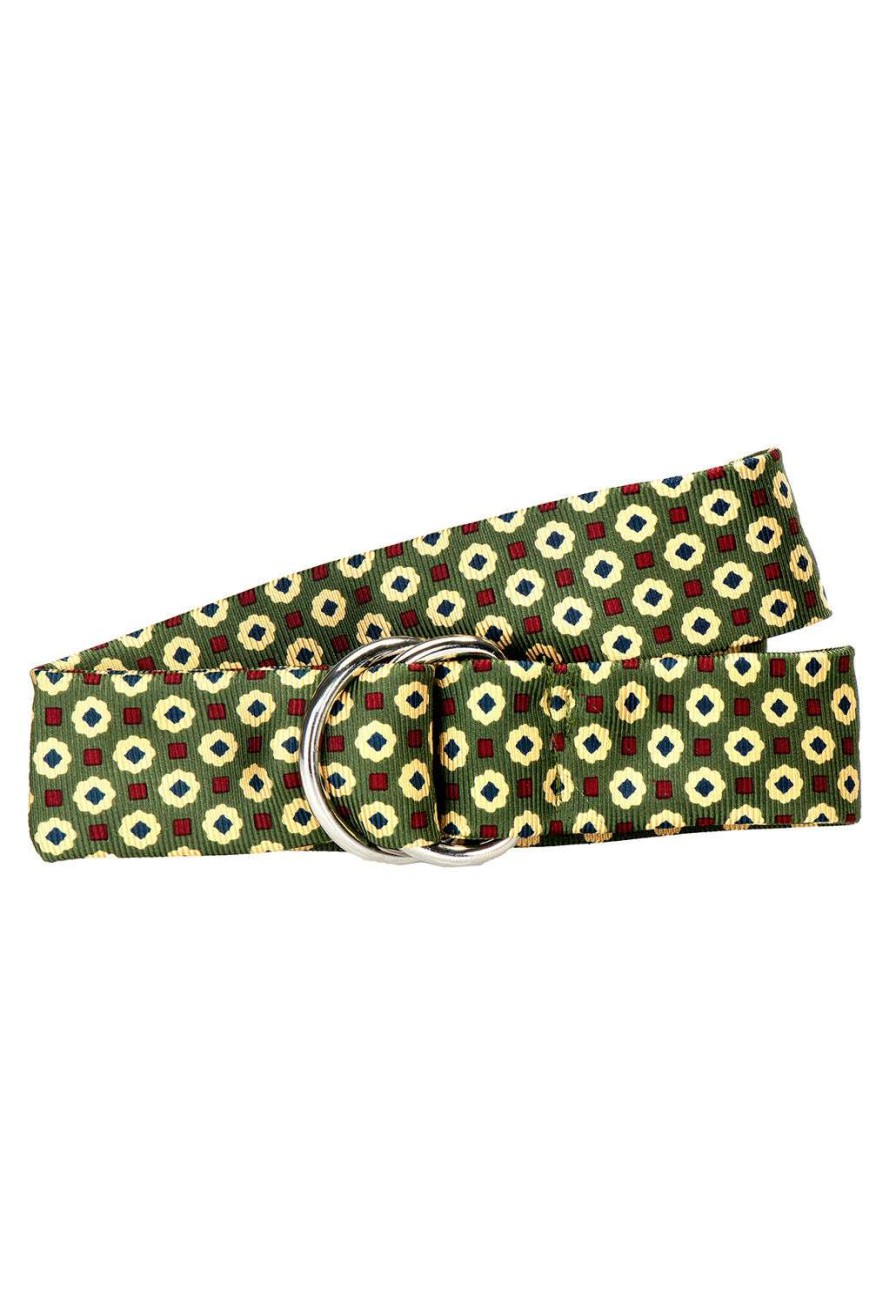 Accessories * | Classical Medallion Sage Silk Belt Green